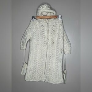 Handmade Wool Baby Bunting Coat w/ Hood & Attached Mittens